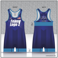 USA Stars and Stripes Blue-Banded Custom Freestyle Singlet