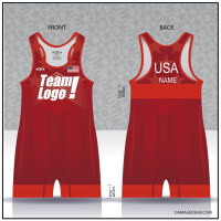 USA Stars and Stripes Red-Banded Custom Freestyle Singlet