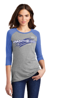 South Medford Panthers Wrestling Ladies 3/4-Sleeve Raglan - Gray/Blue Tri-blend