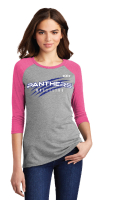 South Medford Panthers Wrestling Ladies 3/4-Sleeve Raglan - Gray/Pink tri blend